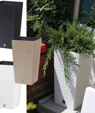 Blumenkübel Polyrattan Anthrazit 26,6l mit Innenkasten Wetterfest 2
