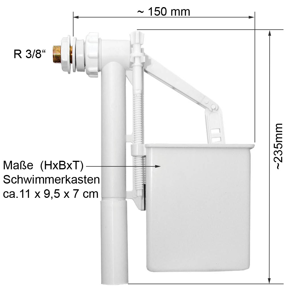 BigDean Universal Füllventil für handelsübliche WC Spülkasten Ventil Schwimmerventil Spülventil 3/8" image 2