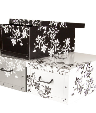 Aufbewahrungsbox mit Deckel Pappe 3er Set Blumenmuster Barock 2