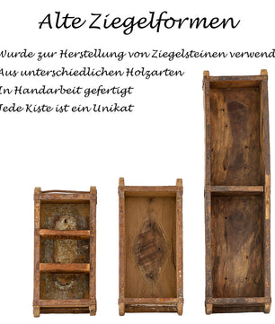 Ziegelform Holz Holzkiste Vintage Unikat 32x15x9,5cm 4