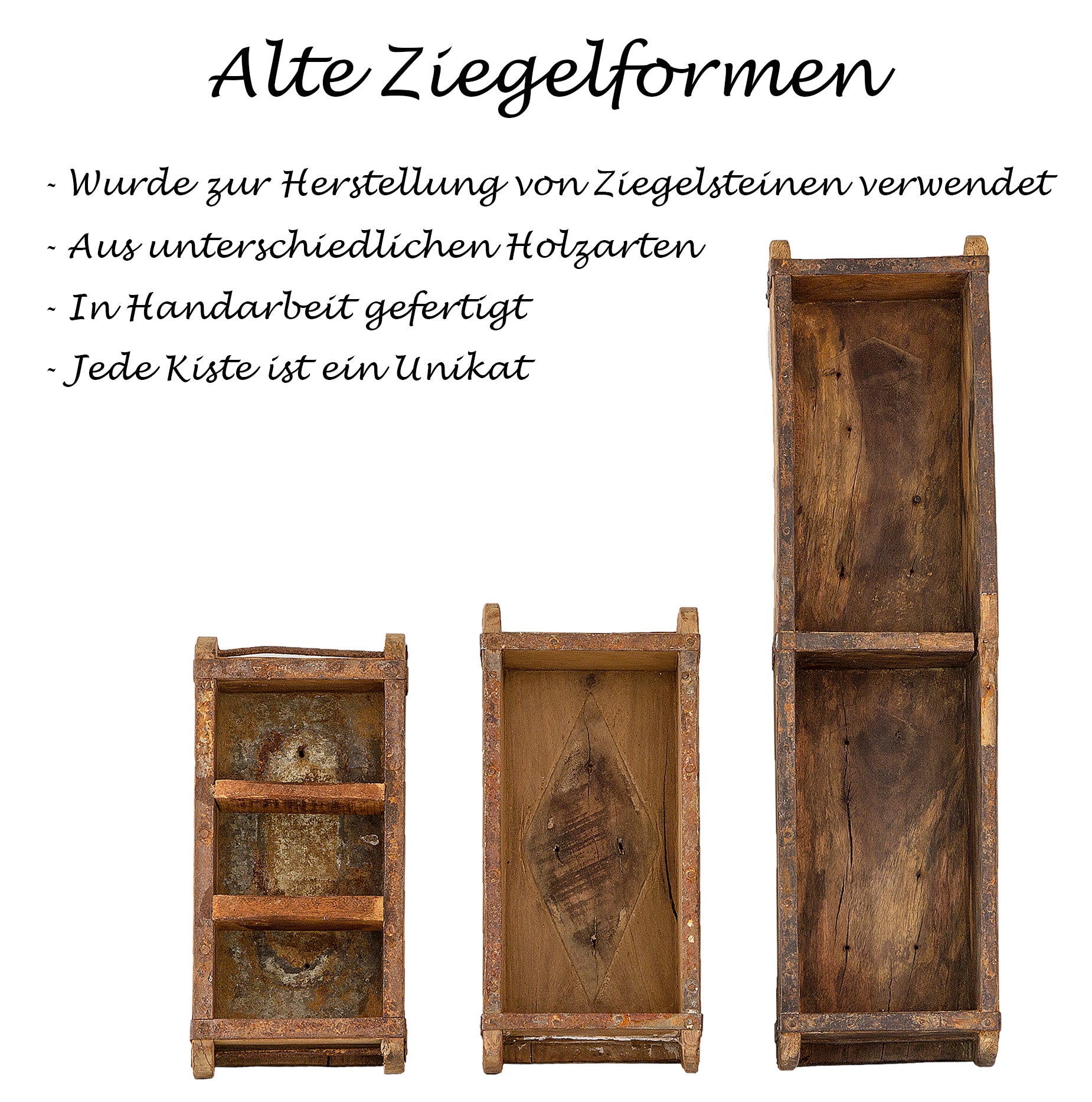 Ziegelform Holz Holzkiste Vintage Unikat 32x15x9,5cm 4