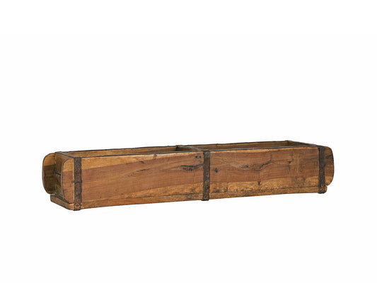 BigDean Alte Ziegelform 57x15x9,5 cm - Zweikammer - Vintage Holzkiste mit Metallbeschlägen - Echte, benutzte Form aus Indien aus Altholz gefertigt - Jedes Stück ein Unikat image 1