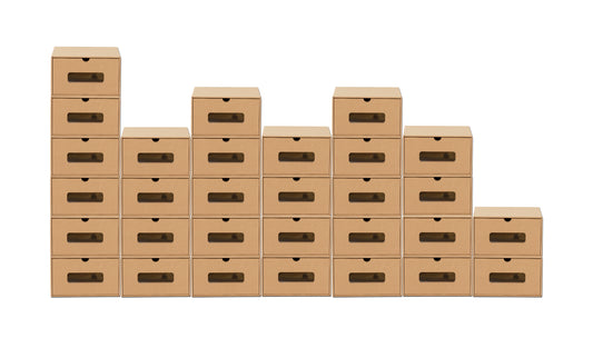 BigDean 30er Boxen-Set mit Sichtfenster + Schublade - Pappkarton aus Kraftpapier - Schuhbox Spielzeug-Box Aufbewahrung für Zubehör & Accessoires image 1
