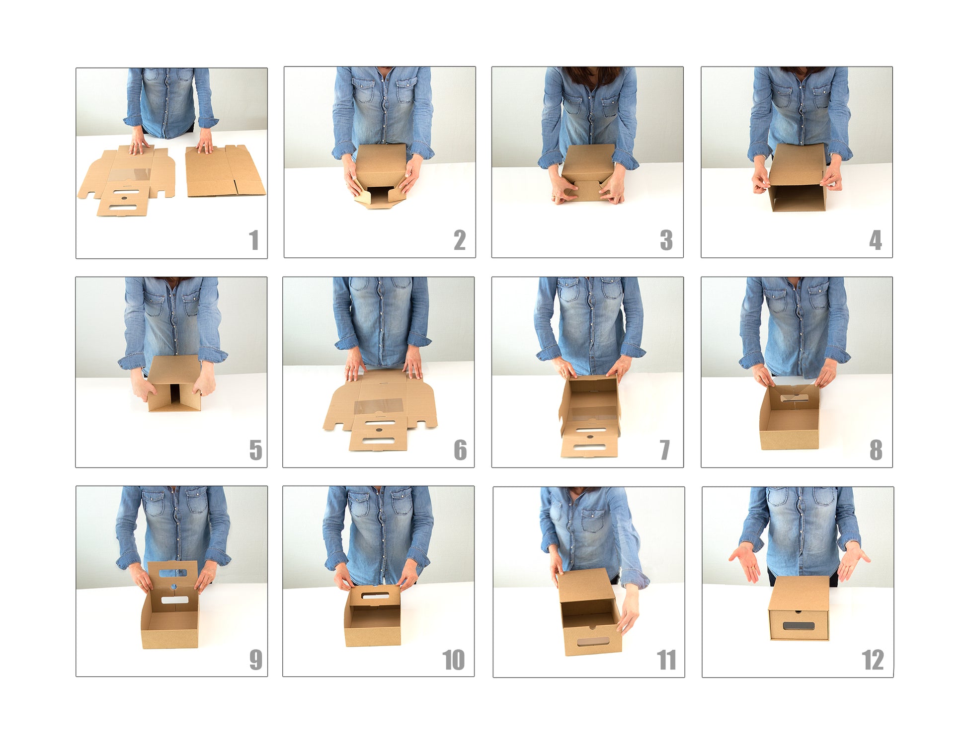 Aufbewahrungskarton 30x Faltboxen Regal stapelbar mit Schublade   Fenster 5