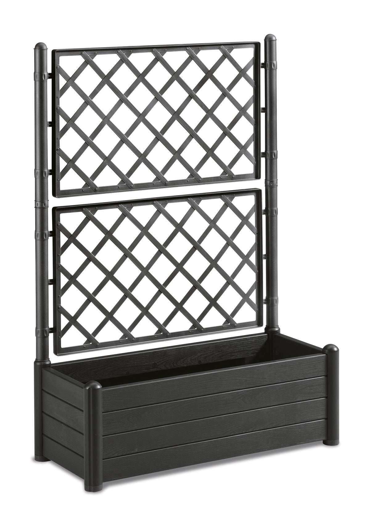 BigDean Rankgitter XL in Anthrazit mit Spalier und Blumenkasten 90L - Wetterresistent und UV-Beständig - Ideal für Garten, Balkon und als Sichtschutz  image 1