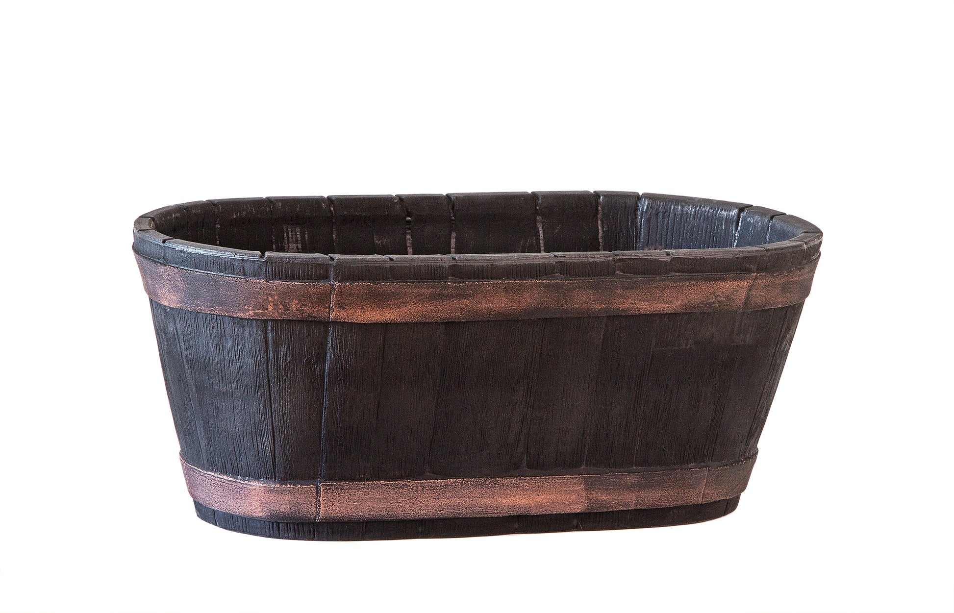 Weinfass Eichenfass Oval Kunststoff Gartenteich Teich Fass Nachbildung Länge 61 cm Breite 34 cm Höhe 25 cm 2