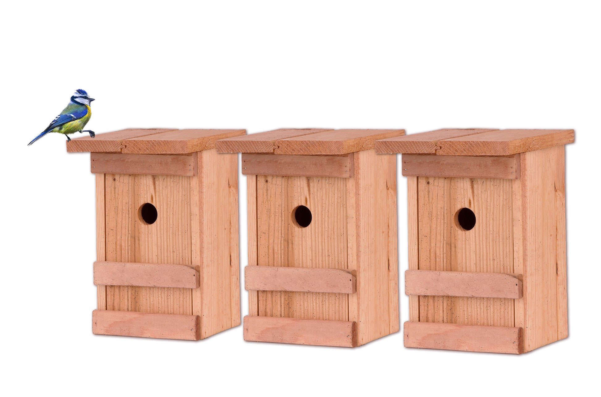 3x Nistkasten Meisen Meisennistkasten Nistkästen Vogelhaus Vogelhäußchen Massivholz 25x14,5x12 cm 