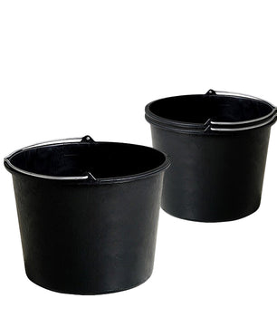 3x Baueimer 20 Liter Schwarz Putzeimer Literskala