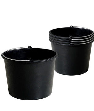 5x Baueimer 20 Liter Schwarz Putzeimer Literskala