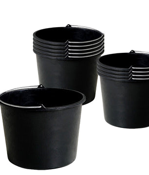 10x Baueimer 20 Liter Schwarz Putzeimer Literskala