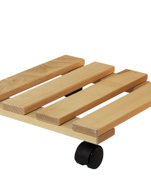 3x Pflanzenroller eckig Buchenholz massives Holz 30 x 30 cm bis 120 Kg Rolluntersetzer 3
