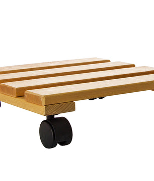 5x Pflanzenroller eckig Buchenholz massives Holz 30 x 30 cm bis 120 Kg Rolluntersetzer 2