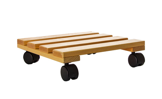 5x Pflanzenroller eckig Buchenholz massives Holz 30 x 30 cm bis 120 Kg Rolluntersetzer 2