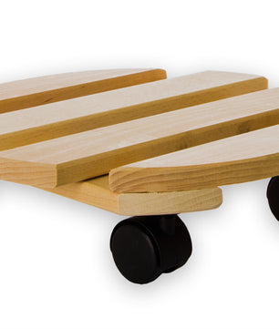 5x Pflanzenroller rund Buchenholz massives Holz 30 cm bis 120 Kg Rolluntersetzer 2