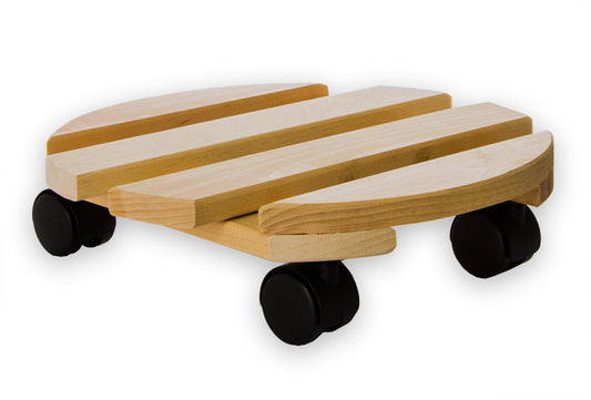 5x Pflanzenroller rund Buchenholz massives Holz 30 cm bis 120 Kg Rolluntersetzer 2
