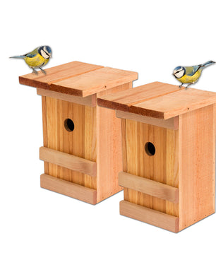 Nistkästen 2x Meisennistkasten Vogelhaus Meisen Vogelhäußchen Massivholz Vogelhaus 25,5 x 16 x 17 cm