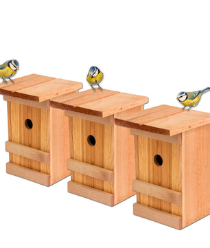 Nistkästen 3x Meisennistkasten Vogelhaus Meisen Vogelhäußchen Massivholz Vogelhaus 25,5 x 16 x 17 cm