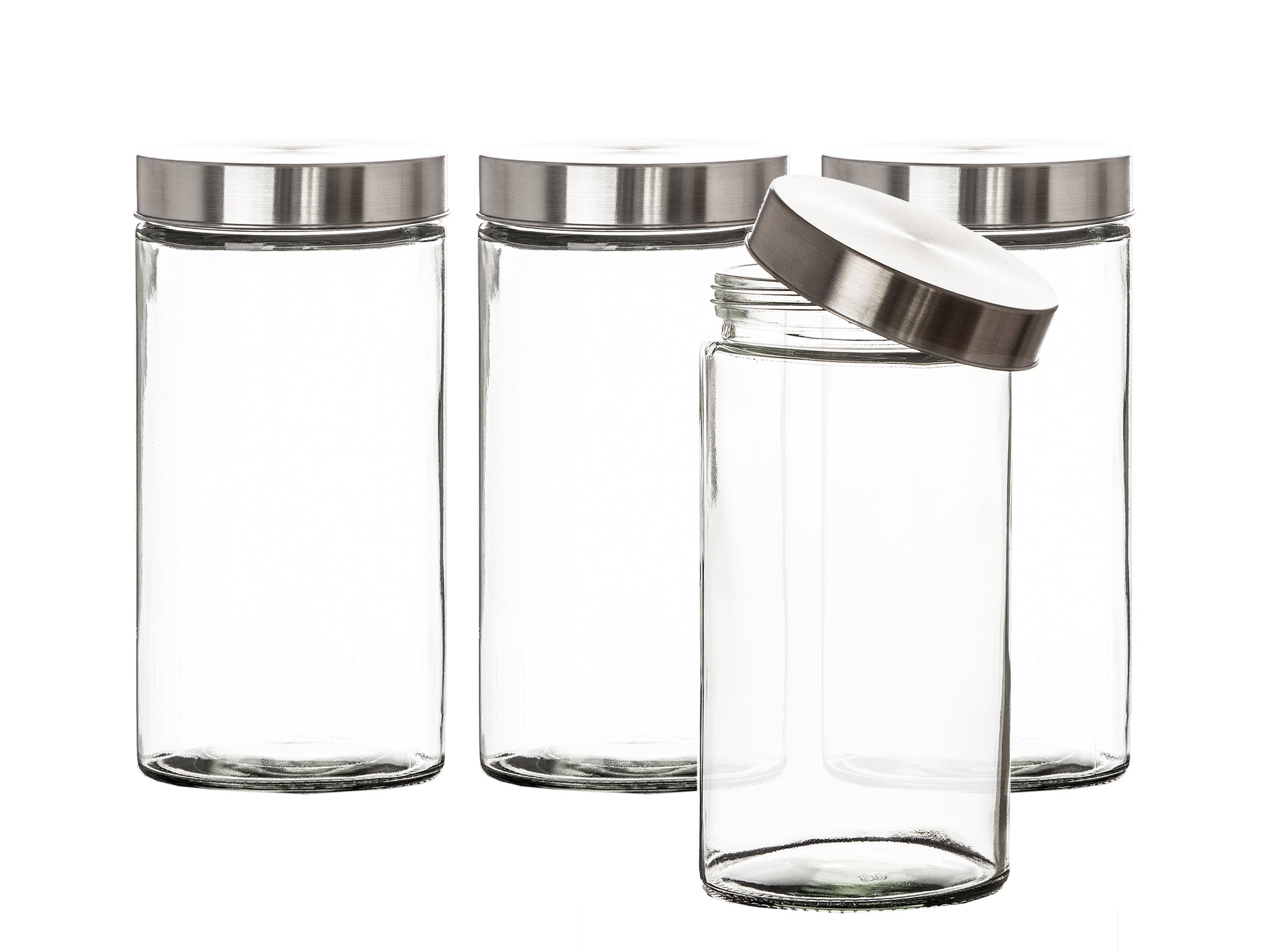 Vorratsgläser 4x 1,7 Liter Glas Schraubglas Lebensmittelglas Edelstahldeckel mit Schraubverschluss  22 x 11 cm Vorratsglas 2