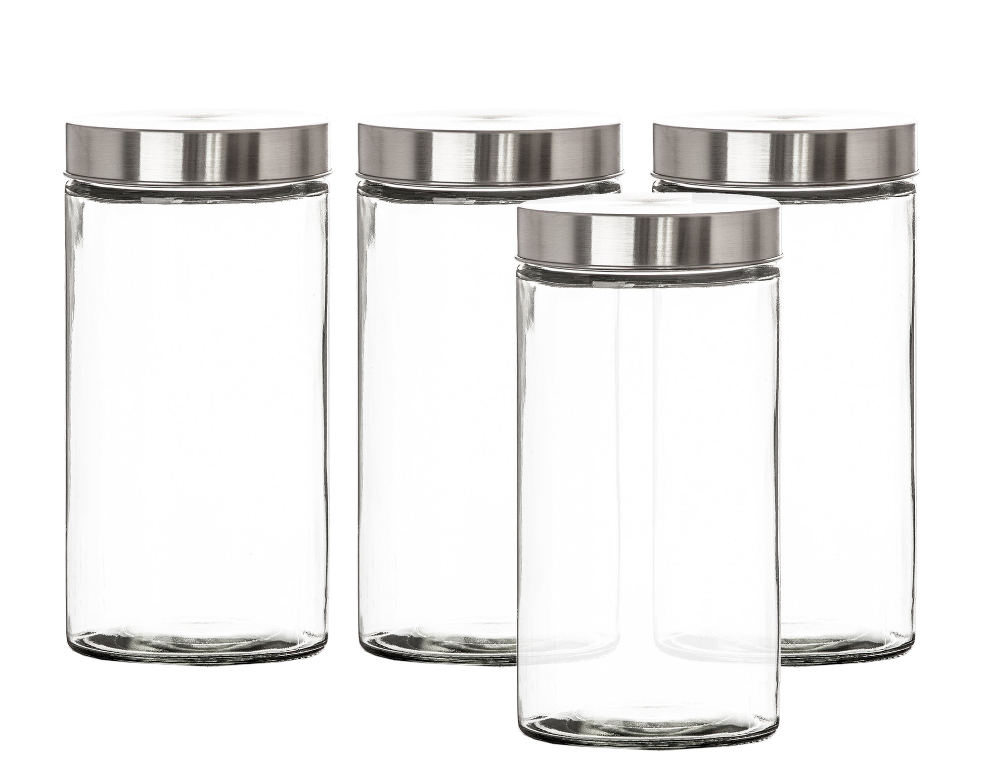 Vorratsgläser 4x 1,7 Liter Glas Schraubglas Lebensmittelglas Edelstahldeckel mit Schraubverschluss  22 x 11 cm Vorratsglas 3