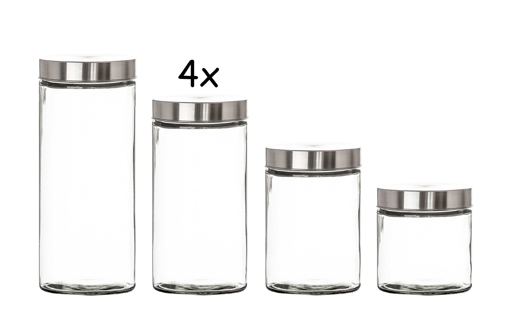 Vorratsgläser 4x 1,7 Liter Glas Schraubglas Lebensmittelglas Edelstahldeckel mit Schraubverschluss  22 x 11 cm Vorratsglas 5
