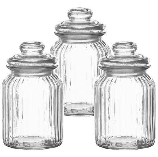 3x Bonbongläser 1 Liter mit Deckel Vintage Süßigkeiten 2