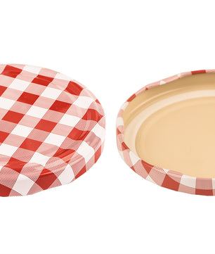 50x Schraubdeckel To 82mm Rot-Weiß kariert Ersatzdeckel für Einmachgläser Schraubverschluss für Past 2