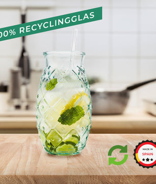 Trinkgläser im Ananas-Design 700ml [4er Set] aus 100% Recyclingglas | Partygläser für Longdrinks 3