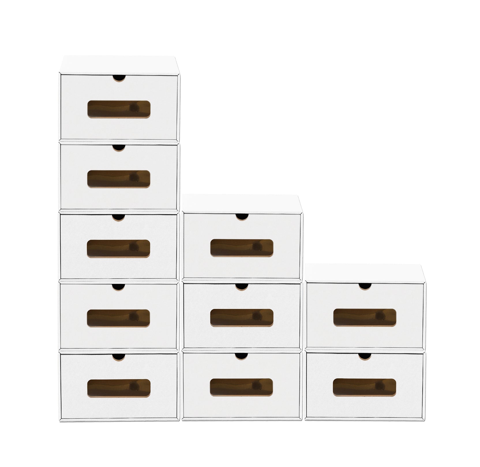 Schubladenbox Pappe 10x mit Sichtfenster stapelbar