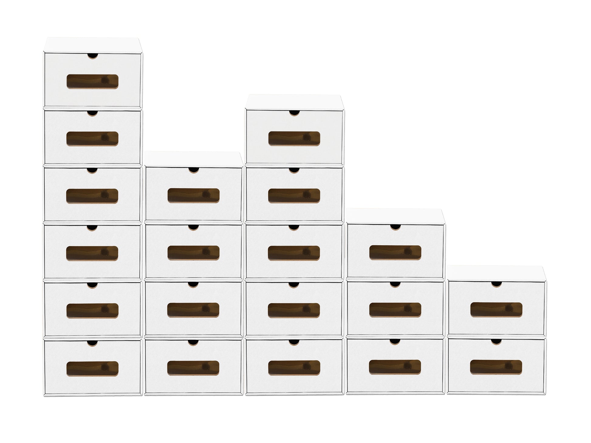 Schubladenbox Pappe 20x mit Sichtfenster stapelbar