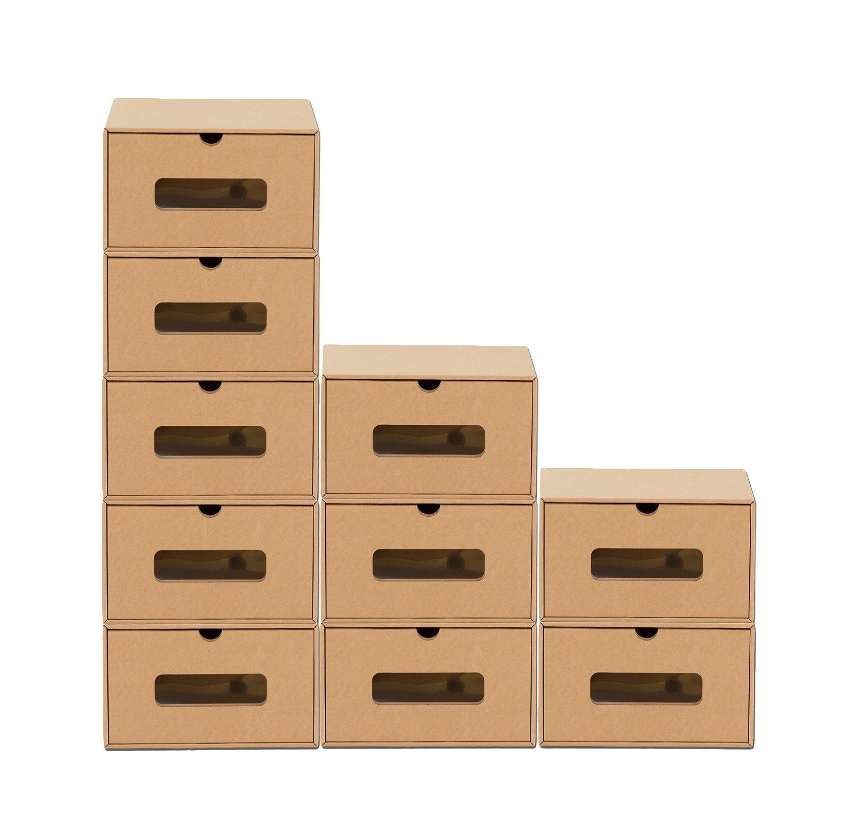 Schubladenbox Pappe 10x mit Sichtfenster stapelbar