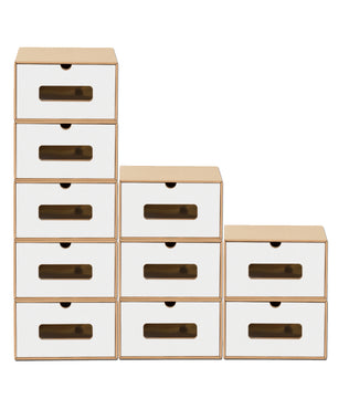 Schubladenbox Pappe 10x mit Sichtfenster stapelbar