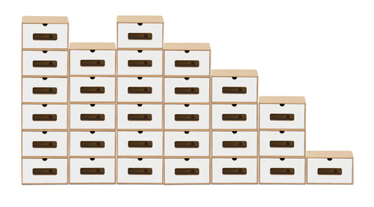 BigDean 30x Schuhaufbewahrung BRAUN/Weiss mit Sichtfenster Aufbewahrungsbox Stapelbar Storage Box Schuhbox Schuhkarton Schuhschachtel Allzweckbox Schublade Pappe aus Kraftpapier image 1