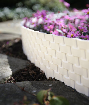 9,6 m Rasenkante mit 12 Elemente á 80 cm Biegbarer Kunststoff in Rattan-Design Beeteinfassung 3