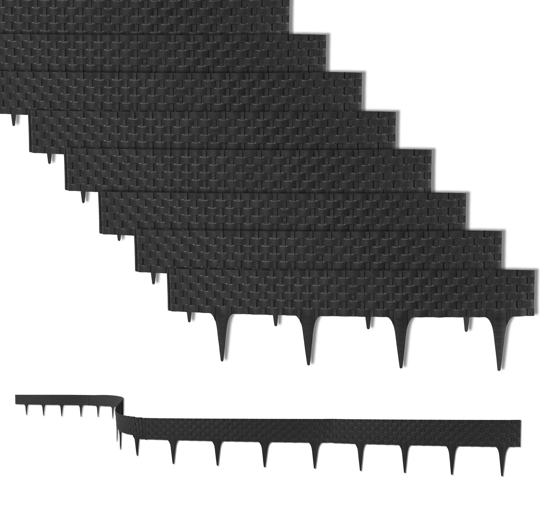 19,2 m Rasenkante mit 24 Elemente á 80 cm Biegbarer Kunststoff in Rattan-Design Beeteinfassung