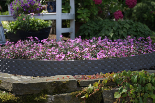 BigDean 19,2 m Rasenkante mit 24 Elemente á 80 cm - Biegbarer Kunststoff in Rattan-Design - Beeteinfassung, Beetumrandung, Palisaden - 9,5 cm hoch image 2