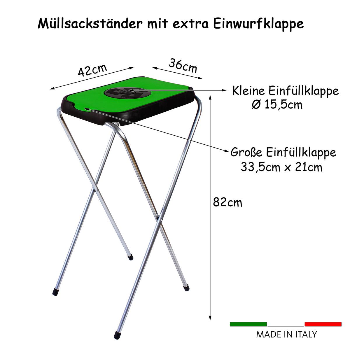 BigDean Müllsackständer SwingFix Grün 1x 120L Blauer Gelber Sack Einer Mülleimer Müllbeutelständer Müllsackhalter 120L image 4