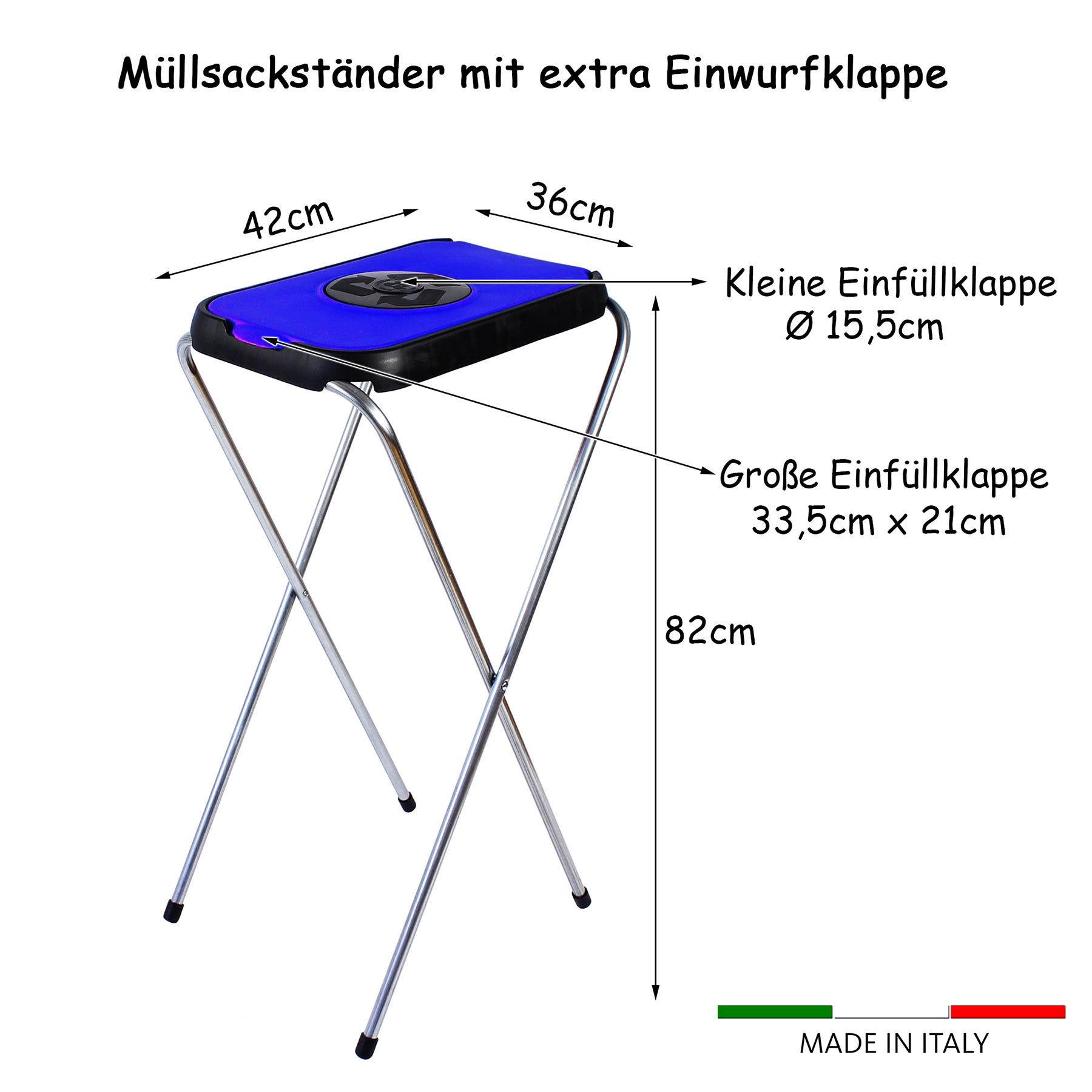 BigDean Müllsackständer SwingFix Blau 1x 120L Blauer Gelber Sack Einer Mülleimer Müllbeutelständer Müllsackhalter 120L image 4