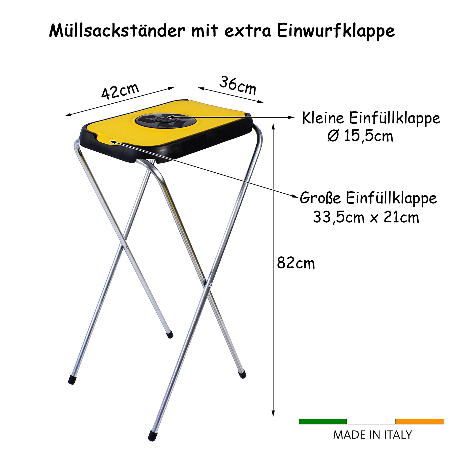 2x Müllsackständer SwingFix GELB 120L Blauer Gelber Sack Einer Mülleimer Müllbeutelständer 3