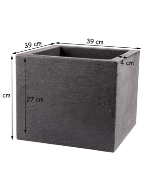 Pflanzkübel 39x39 cm groß - Granitstein-Optik in Anthrazit - Für Außen, frostsicher   wasserdicht 5
