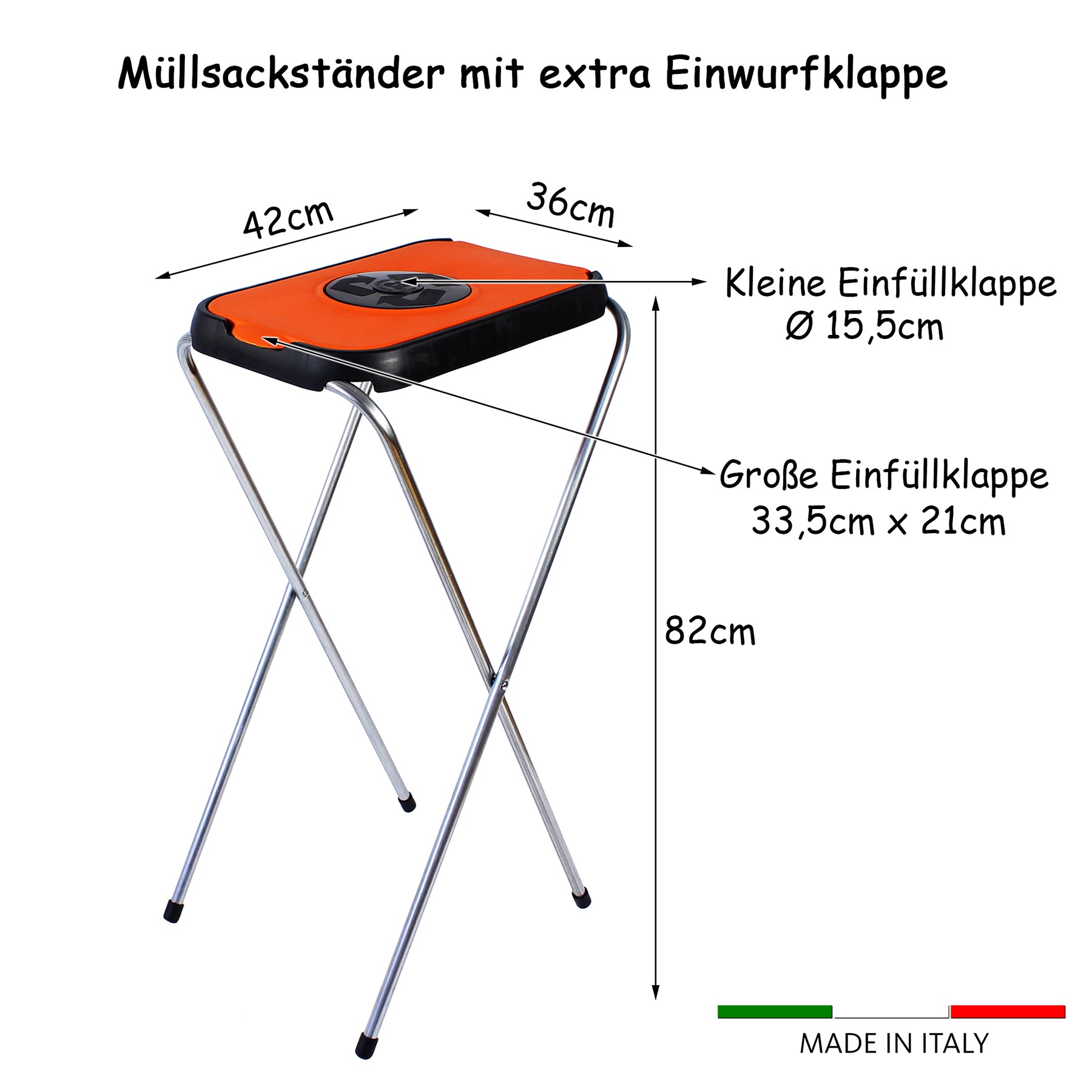 BigDean Müllsackständer SwingFix Orange 1x 120L Blauer Gelber Sack Einer Mülleimer Müllbeutelständer Müllsackhalter 120L image 4