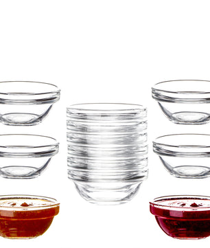 12x Dipschalen Ø 6 cm aus gehärtetem Glas 30ml  - Für Dip, Marmelade, Konfitüre - Stapelbar 