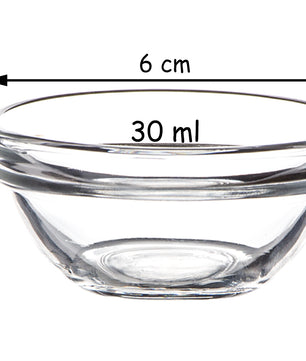 12x Dipschalen Ø 6 cm aus gehärtetem Glas 30ml  - Für Dip, Marmelade, Konfitüre - Stapelbar  3