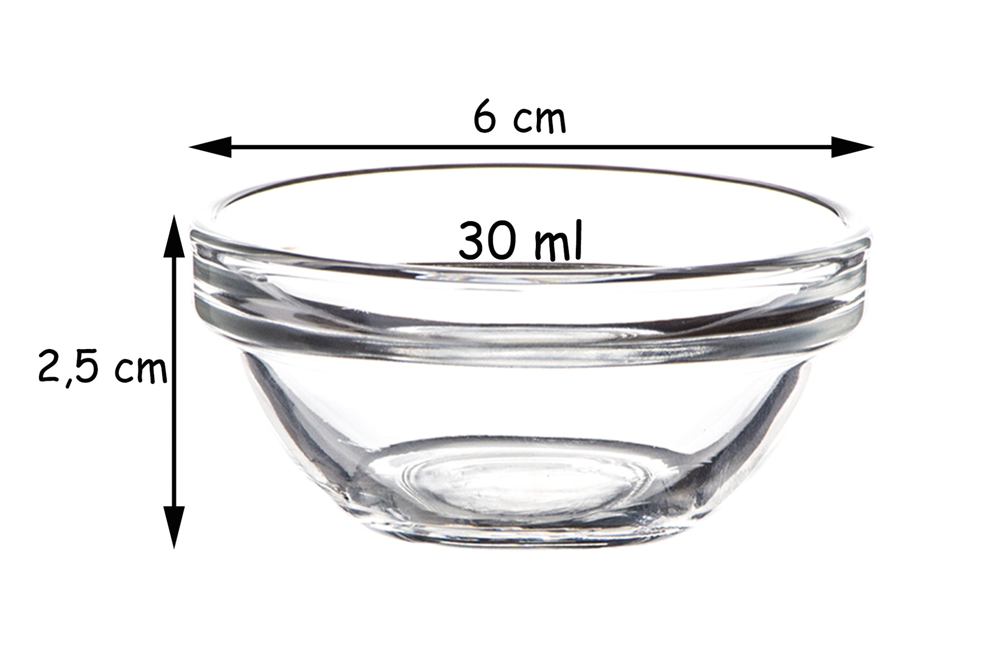 12x Dipschalen Ø 6 cm aus gehärtetem Glas 30ml  - Für Dip, Marmelade, Konfitüre - Stapelbar  3