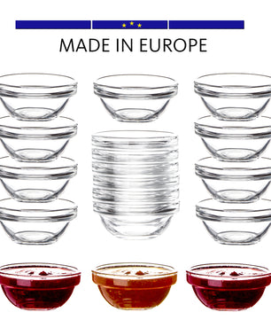 18x Dipschalen Ø 6 cm aus gehärtetem Glas 30ml - Für Dip, Marmelade, Konfitüre - Stapelbar - 4