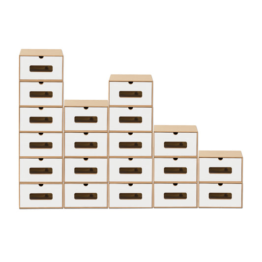 BigDean 20x Schuhaufbewahrung BRAUN/WEISS mit Sichtfenster Aufbewahrungsbox Stapelbar Storage Box Schuhbox Schuhkarton Schuhschachtel Allzweckbox Schublade Pappe aus Kraftpapier image 1