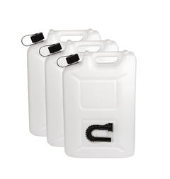 3er Set 20 Liter Benzinkanister mit Kindersicherung - Aus Kunststoff - Mit Ausfüllrohr - Transparent, schwarz - Reservekanister, Kanister, 20l Jerrycan