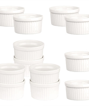 12x Souffle Förmchen 11 x 5,5 cm 260 ml in weiß - Feuerfeste Förmchen aus Keramik - runde 