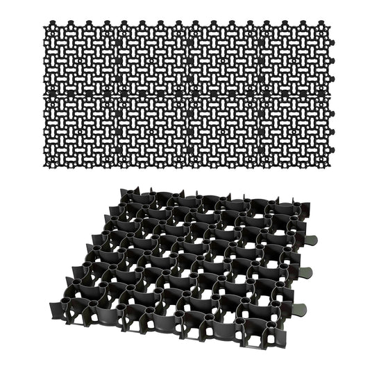 8x Rasengitter Paddockplatte SCHWARZ 50x50 cm Reitplatzmatten Rasenmatten Rasenwaben Kiesgitter Parkplatzrasen 2 m