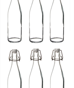 6x Glasflaschen mit Bügelverschluss 500 ml - Draht-Bügelflasche zum Ansetzen von Ölen, Alkohol
