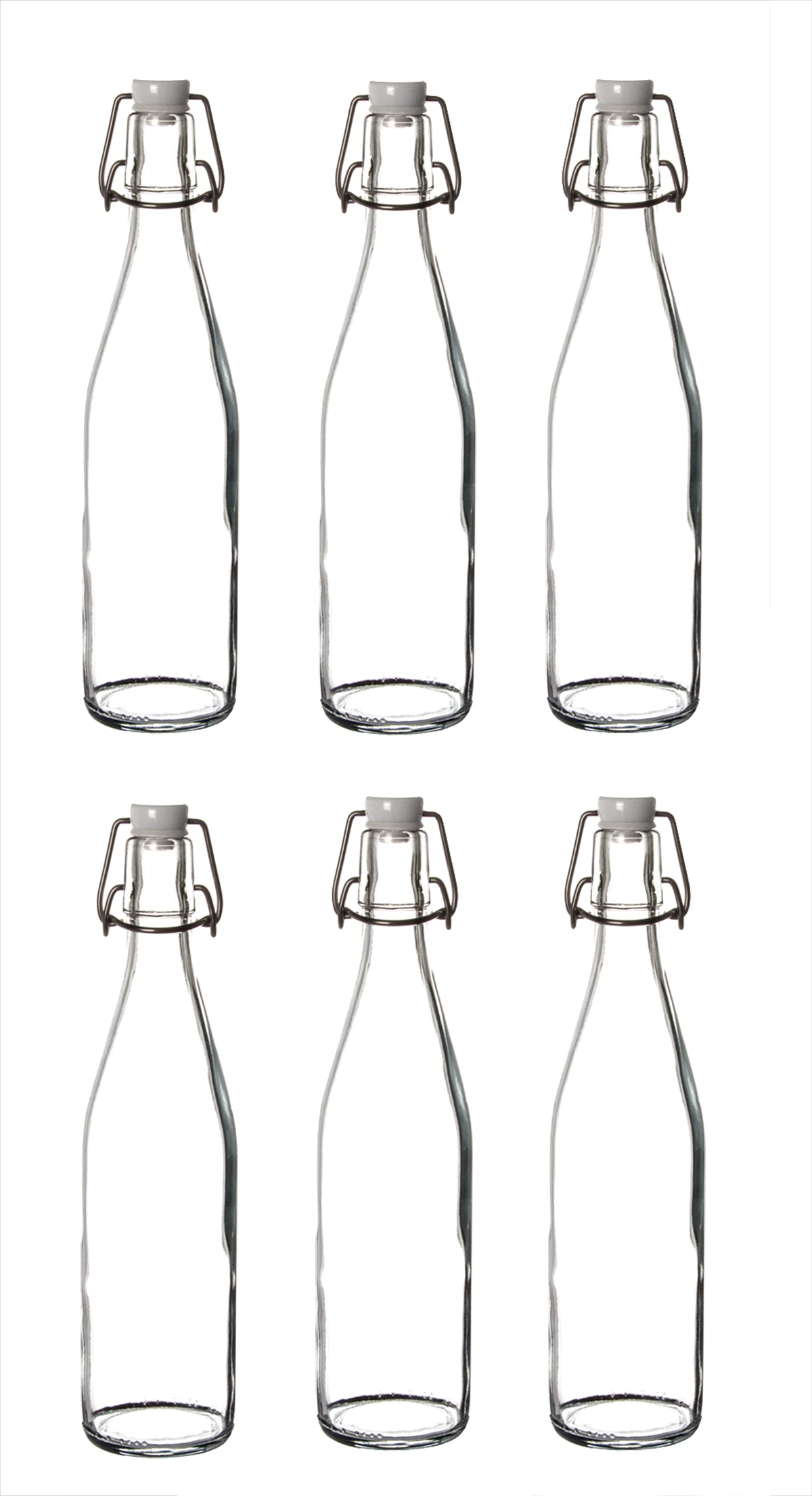 6x Glasflaschen mit Bügelverschluss 500 ml - Draht-Bügelflasche zum Ansetzen von Ölen, Alkohol